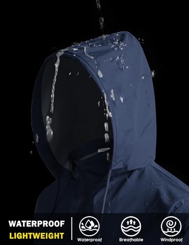 COOFANDY Men's Packable Rain Jacket Lightweight Waterproof Raincoat with Hood Outdoor Running Hiking Cycling