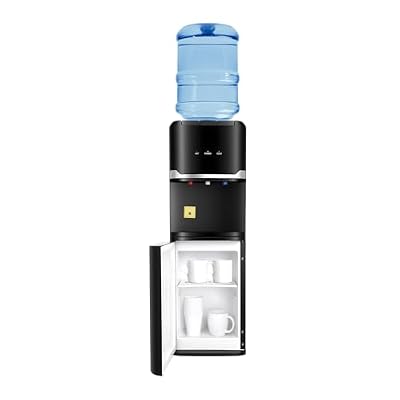 Top Loading Water Dispenser with Hot Cold and Room Temperature, 5 Gallon Bottle Compatible, Stainless Steel Heating Tank, Child Safety Lock, Energy Saving Water Cooler for Home Office