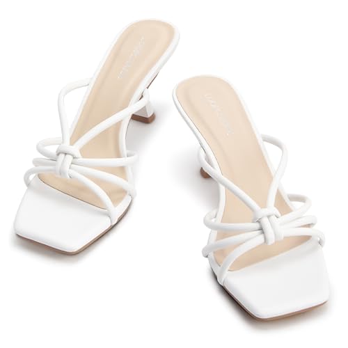 Women's Strappy Square Open Toe Kitten Heels Sandals Knotted Design Summer Fashion Slip On Mule Style4