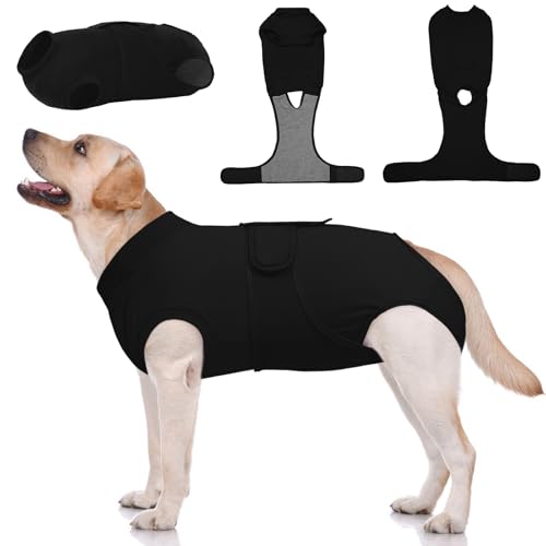 Kuoser Hundebody nach OP L OP-Body für Rüde & Hündin, Schutzanzug nach Kastration, Anti-Leck Body für Hunde, Alternative zum Halskragen, Schwarz