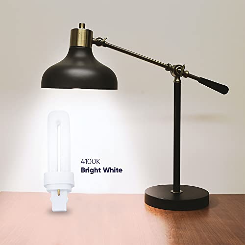 13 Watt Quad Tube Fluorescent Lamp With Gx23-2, 2 Pin Base By Lumenivo - 4100K Bright White U Shaped Compact Fluorescent Bulbs 2 Pin - Plc 13W 2 Pin Double Tubes Cfl With 810 Lumens Output - 4 Pack #TOP3