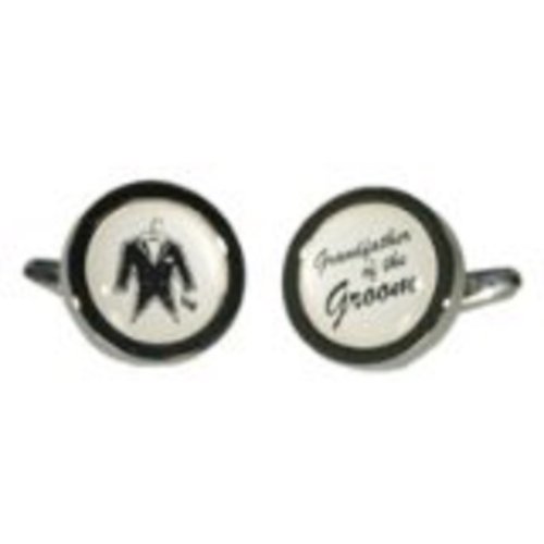 Mancuernillas Hombre Grandfather Of The Groom Redondas Marfil miniatura 1