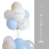 Hanamei ハナメイ ハーフバースデー 飾り付け 1/2 ハーフ ハーフ対応 HALF ニュアンス カラー レターバルーン HAPPY BIRTHDAY 風船 飾り くすみ 男 女 装飾 フォトブース (バルーン+スタンド パウダーブルー)