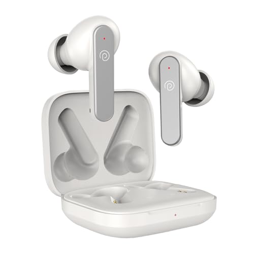 Image of pTron Bassbuds Gomax in-Ear TWS Earbuds w /Dual HD Mic & AI-ENC Calls, 36Hrs Playtime, Pristine Sound, 13mm Drivers, Bluetooth 5.3 Wireless Headphones, Voice Assist, Type-C Charging & IPX5 (Snow)