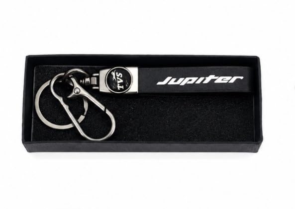 Bike Keychain Compatible with TVS Jupiter | Leather Key Holder with Heavy-Duty Metal Clip & Split Ring | Premium Black Keychain for Men & Women-image-16