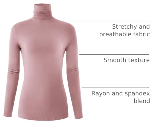 Image of AUHEGN Women's Long Sleeve Lightweight Turtleneck Top Pullover Casual Active Layer Tops Shirts