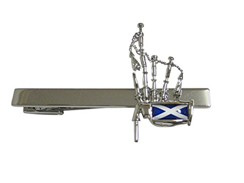 Kiola Designs Scotland Flag Scottish Bag Pipes Music Instrument Square Tie Clip