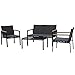 Produktbild Outsunny Garten Möbelset, 4-teilige Sitzgruppe, Sitzgarnitur, 3 Sofa, Couchtisch, mit Sitzkissen, PP Rattan, Schwarz 108 x 66 x 75 cm