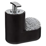 Juego completo: con dispensador de jabón líquido o detergente. La tapa del dispensador de fregadero se presenta en un diseño cromado. Capacidad del dispensador de detergente: aprox. 300 ml. El dispensador se puede desenroscar y rellenar fácilmente con un mango. Incluye una esponja de alta calidad que encuentra su lugar en la bandeja de esponja.