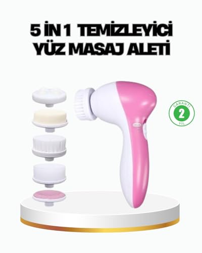 5’i 1 Arada Yüz Temizleme Cihazı – Masaj, Fırça, Peeling ve Krem Uygulama Aparatlı