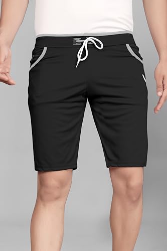 Image of Men's Sports Shorts with Drawstring, Athletic Casual Bermuda Shorts in Multicolor, Zippered Pockets