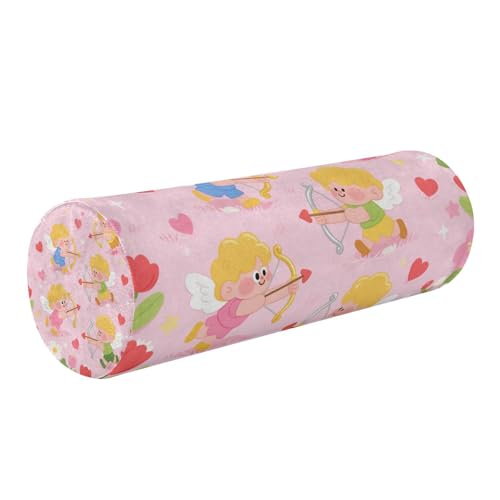 EtherSpher Cartoon and Cute Pink Cupid Decorative Knee Bolster Pillow for Legs Round Pillow Cases Neck Back Cushion Back Support cojines para sala