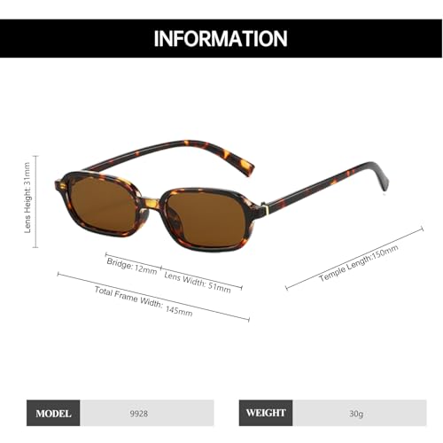 YAMEIZE Retro Small Rectangle Sunglasses for Women Men Vintage 90s Narrow Rectangular Sunglasses UV4003