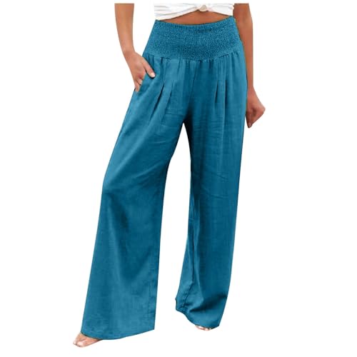 pantaloni donna larghi Pantaloni Ampi da Spiaggia con Elastica in