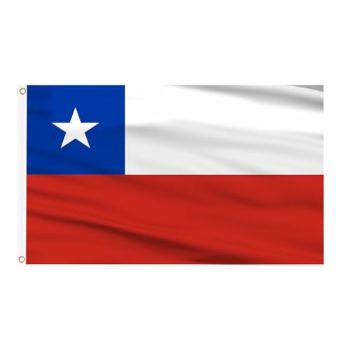 Image of AhfuLife Chile Flag 3x5 Ft, Large Chilean National Flags for Outside - Double Side with Brass Eyelets for Chilean Party Decorations, Soccer Party Bar Garden Decoration Indoor Outdoor