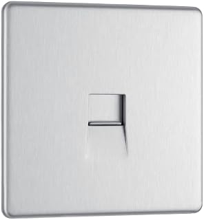 BG Electrical Single Telephone Slave Socket, Brushed Steel