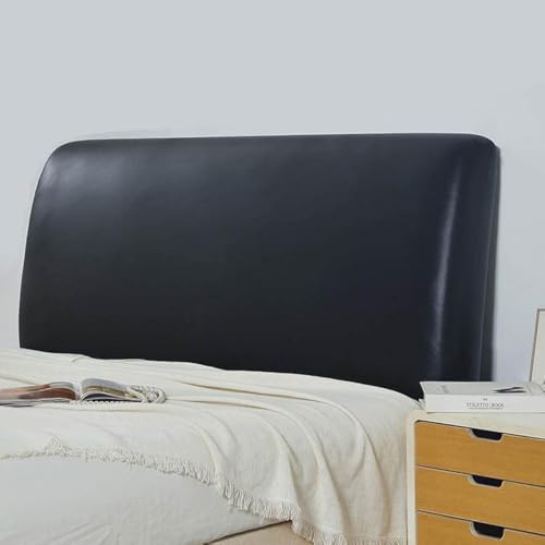 Bestenrose Bett-Kopfteilbezug, wasserdicht, PU-Leder, All-Inclusive, elastischer Kopfteilschutz für King-Size-Doppel-Kopfteilschutz (schwarz, 200 cm/für 190–210 cm Kopfteil)