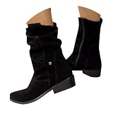Mvzylepsis Ankle Boots for Women Low Heel Suede Cowboy...