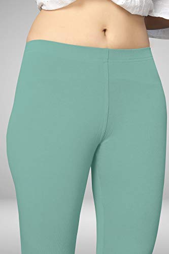 Image of Women's Cotton Skinny Leggings with Ankle Length Solid Pattern Mid Rise and Elastic Closure | Cotton Skinny Leggings for Womens