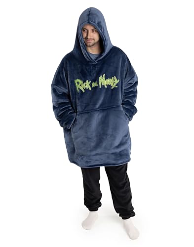 RICK AND MORTY Sudadera con capucha azul para hombre, diseño