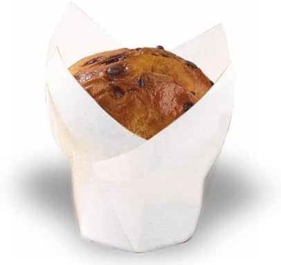 PackNWood 209CPST8B "Tulips" White Baking Cup, 6. 8 x 6. 8 x 1. 9" - 1000 per case