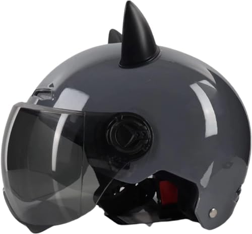 Casque ouvert à oreilles de chat avec pare-soleil amovible pour scooter