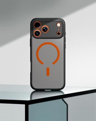 Image of Spigen Ultra Hybrid MagFit Back Cover Case Compatible with iPhone 17 Pro Max (TPU + Poly Carbonate | Frost Black Orange)