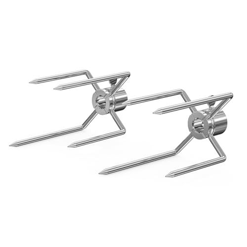 onlyfire Universal Grillspieß Set passend für die Meisten 2-4 Brenner Gasgrills, Rotisserie Drehspieß mit 2 Fleischnadeln, Motor 220V - 240V, Verstellbare Quadratische Spießstange 81,28cm-106,68cm