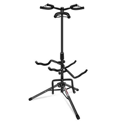 5 CORE Triple Guitar Stand Adjustable Floor Stand with Neck Holders Universal Support for Acoustic...