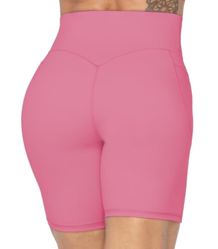Image of Sunzel No Front Seam Biker Shorts for Women with Pockets, Yoga Workout Gym Bike Shorts with Tummy Control
