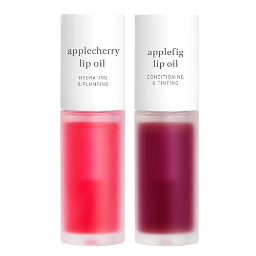 Image of NOONI Korean Lip Oil Set - Applecherry & Applefig - Long-Lasting, Moisturizing, Plumping, Revitalizing for Dry Lips - Waterproof, No Peel Off, Stocking Stuffers Lip Plumper (2EA, 0.12 fl oz)