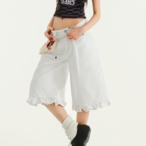 VCM Cropped Jeans for Women Low Waist Loose Straight Leg Jorts Y2K Casual Denim Pants Grunge Clothes Harajuku Streetwear2