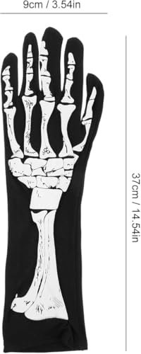 Halloween Skeleton Gloves, unisex skull full finger gloves, used for costumes, role-playing, male and female accessories. (Black long style, M)
