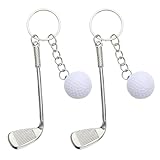 Tweruna 2 Stück Golf Schlüsselanhänger für Männer, Lustiger Mini-Golfclub-Schlüsselanhänger für Frauen und Männer, Taschenanhänger Weihnachts- und Geburtstagsgeschenk
