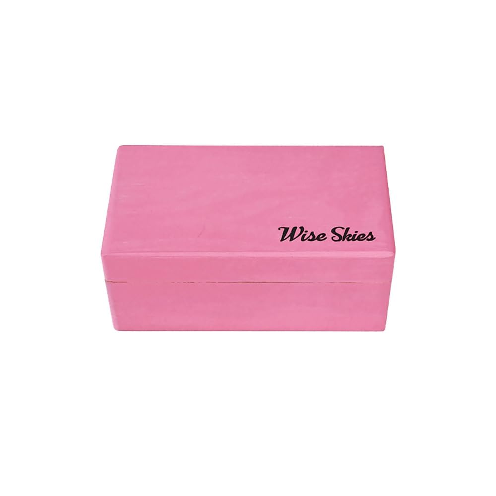 Wise Skies Mini Rollers Box With Magnetic Lid Paper Holder and Rolling Stand for Storage Ashwood Painted Colourful Stash Box (Pink)