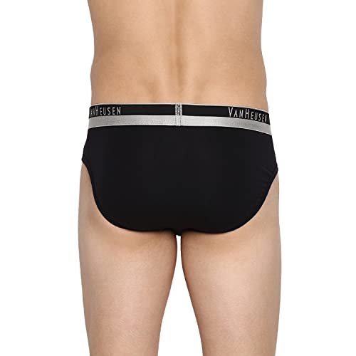 Image of Van Heusen Men Briefs - Pima Cotton Stretch - Colour Fresh, Ultra Soft, Solid 20002 Pure Black XL