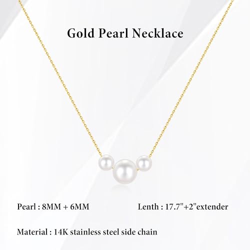 Image of SmileBelle Pearl Necklaces for Women, 18K Gold Choker