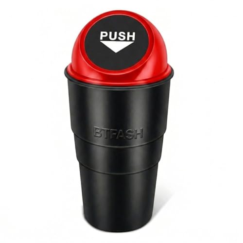 Image of Btag Portable Mini Trash Bin for Car, Office, Home & Travel | Compact Garbage Organizer for Vehicle, Desk, Table & Kitchen | Car Accessories | Pack of 1 | Red