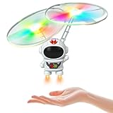 Tcvents Flying Robot Toy for Kids, Flying Astronaut Hand Operated Mini Drone with LED Light Rechargeable Helicopter Indoor Toys Birthday Gift for Boys Girls 3 4 5 6 7 8 9 Years Old