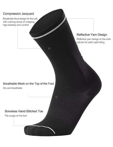 Image of INBIKE 3 Pairs Cycling Socks Women Breathable Athletic Bike Socks for Running Mountain Biking Riding