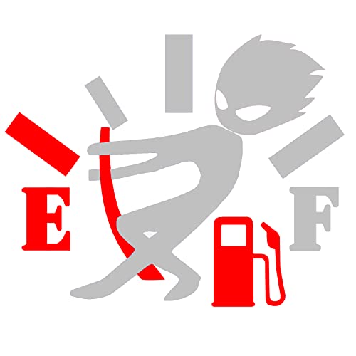 Image of Reflective Funny Car Stickers, High Gas Consumption Decal, Angry Boy Adjusting Fuel Gauge, Fuel Gage Empty Stickers for Cars, Van, Trucks, Car Decals for Women Men 2 Pack 5.1 inch