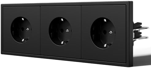 BSEED Steckdose mit Krallen, Matt Wandsteckdose Unterputz, EU-Standard Einbausteckdose, Einfach Montage, C-Serie,3 Fach,220mm Schwarz