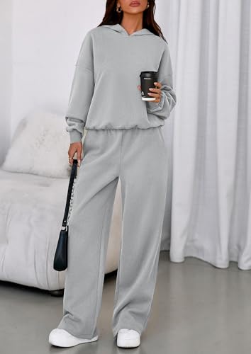 Image of PRETTYGARDEN Womens Sweatsuits 2 Piece Set 2026 Casual Winter Long Sleeve Hoodie Loose Wide Leg Sweatpants Fall Tracksuit