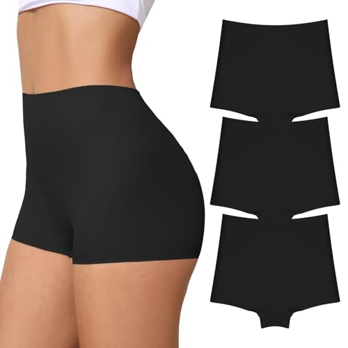 FallSweet BoyShort Underwear for Women No Show Seamless Panties Smooth Boxer Briefs Stretch Shorts black M