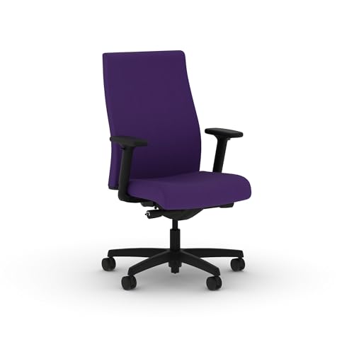 Image of HON Ignition 2.0 Ergonomic Office Chair with Adjustable Arms, Advanced Synchro‑Tilt Recline, Upholstered Desk and Computer Chair for Home Office or Workstation, Black Frame, Iris