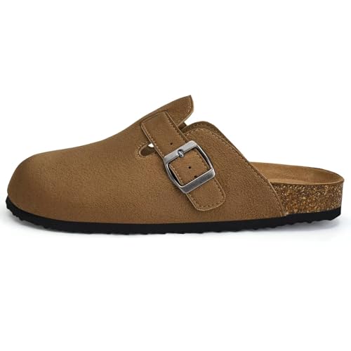 Image of Torotto Womens Clogs Cork Footbed Suede Slippers Arch Support Potato Shoes with Adjustable Buckle
