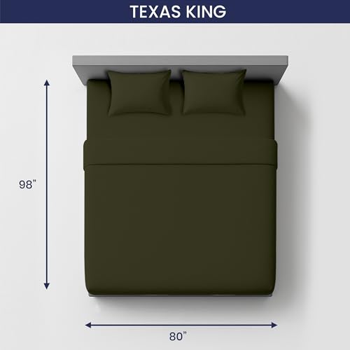 Image of SGI bedding 80 inchx98 inch 4 Pc Texas King Sheet Set 600 TC 18 inch Deep, Olive Green