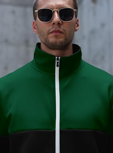Image of HYPESTFIT Men's Retro Track Jackets, Relaxed Fit | Lightweight men's casual jacket ideal for spring & fall, running and daily athletic wear