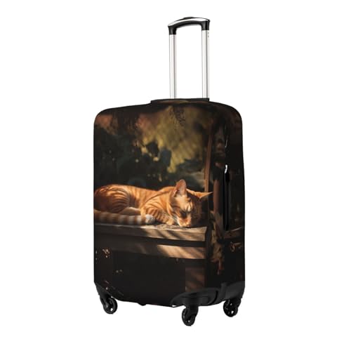 Orange Cat Sleeping Travel Luggage Cover Elastic Washable Suitcase Protector Anti-Scratch Travel Suitcase Cover Luggage Protector Fits 18-32 Inch Suitcase2