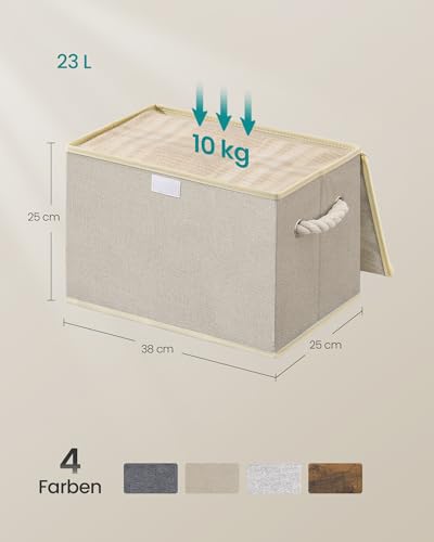 SONGMICS Aufbewahrungsbox mit Deckel, klappbar, 3er Set, 38 x 25 x 25 cm – Ansicht 6
